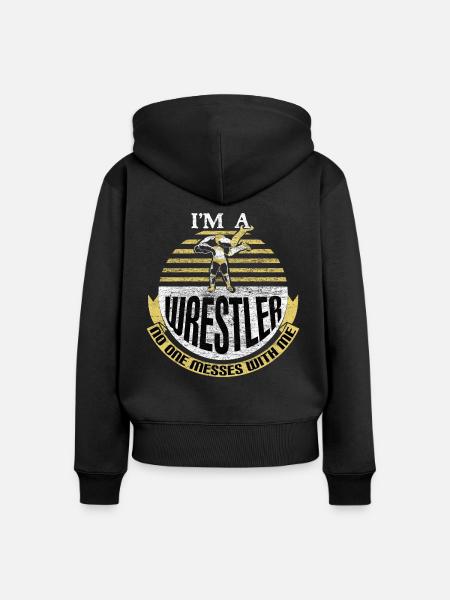 Wrestling Ringer - Frauen Premium Bio Zip Hoodie - Schwarz