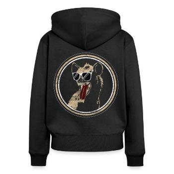 Hyäne Lachen Raubtier - Frauen Premium Bio Zip Hoodie - Schwarz - Hinten - Julia (174cm)