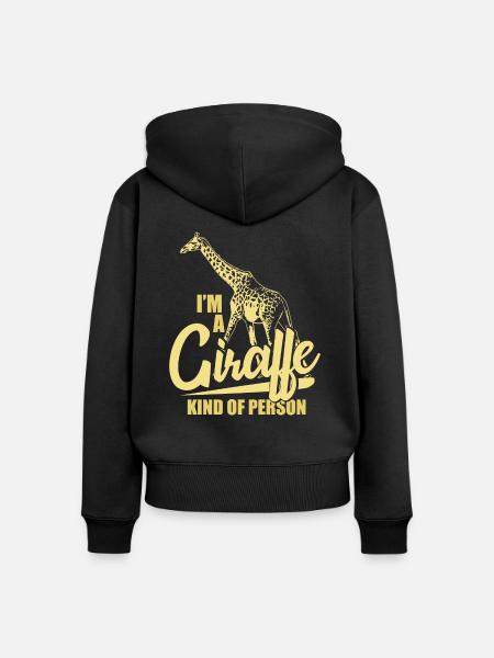 Giraffe Tierschutz - Frauen Premium Bio Zip Hoodie - Schwarz