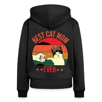 Best cat mom ever design for a loving care mom - Women's Premium Organic Zip Hoodie - black - Back - Julia (174cm)