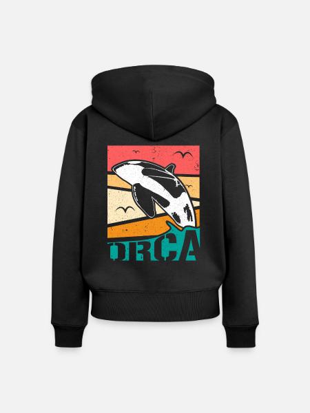 Orca Delfin Geschenkidee - Frauen Premium Bio Zip Hoodie - Schwarz