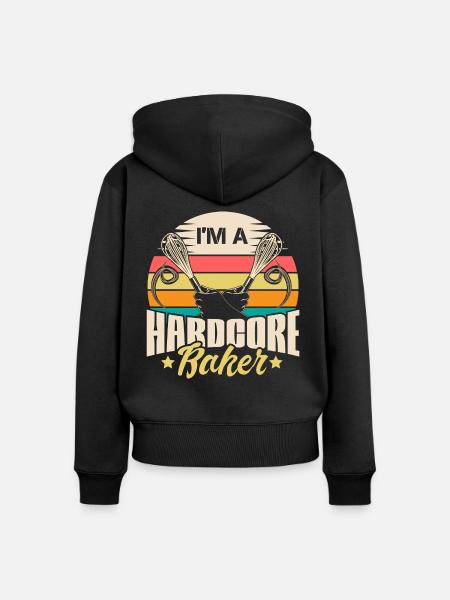 Backen Mehl Liebe Geschenkidee - Frauen Premium Bio Zip Hoodie - Schwarz