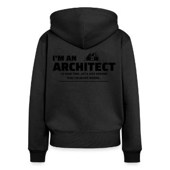 Architecte Étudiant en architecture drôle - Sweat à capuche zippé Premium bio Femme - noir - Dos - Julia (174cm)
