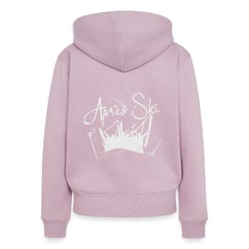 Apres ski - Sweat à capuche zippé Premium bio Femme - rose poudré - Dos - Julia (174cm)