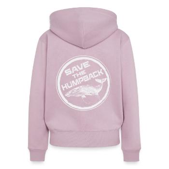 Wale - Whales - Frauen Premium Bio Zip Hoodie - Altrosa - Hinten - Julia (174cm)