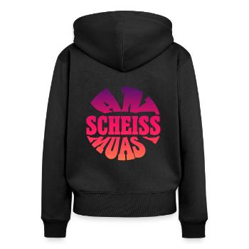 an scheiss muas i Bayern Spruch bayrischer spruch - Frauen Premium Bio Zip Hoodie - Schwarz - Hinten - Julia (174cm)