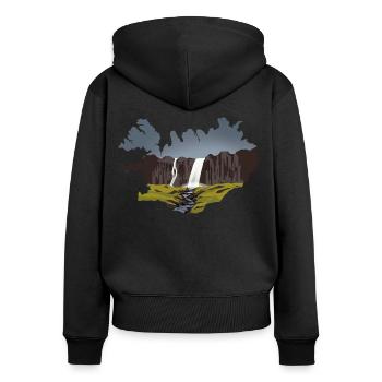 Carte et paysage de l’Islande - Sweat à capuche zippé Premium bio Femme - noir - Dos - Julia (174cm)