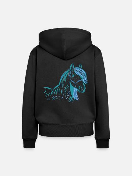 Pferd - Frauen Premium Bio Zip Hoodie - Schwarz