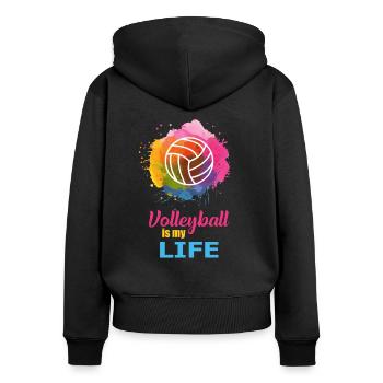 Volleyball Volleyballer Sport Beachvolleyball - Frauen Premium Bio Zip Hoodie - Schwarz - Hinten - Julia (174cm)