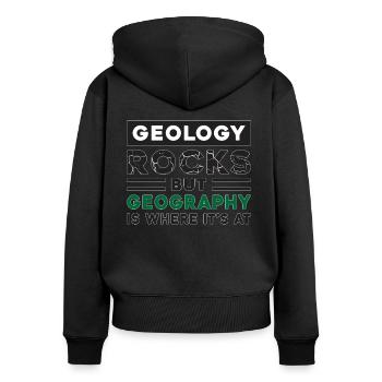 Geografie Lehrer Geocaching Geography GPS Geschenk - Frauen Premium Bio Zip Hoodie - Schwarz - Hinten - Julia (174cm)