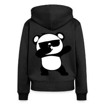 Panda Dabbing Sonnenbrille Kind Tier Süß Geschenk - Frauen Premium Bio Zip Hoodie - Schwarz - Hinten - Julia (174cm)