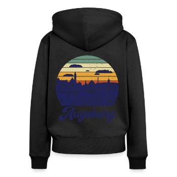 Augsbourg Fuggerstadt Vintage Skyline Ville - Sweat à capuche zippé Premium bio Femme - noir - Dos - Julia (174cm)