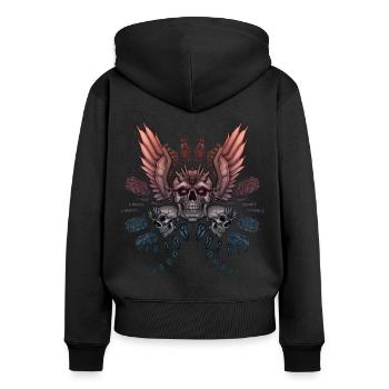 Mechanical Skull + Wings - Women's Premium Organic Zip Hoodie - black - Back - Julia (174cm)