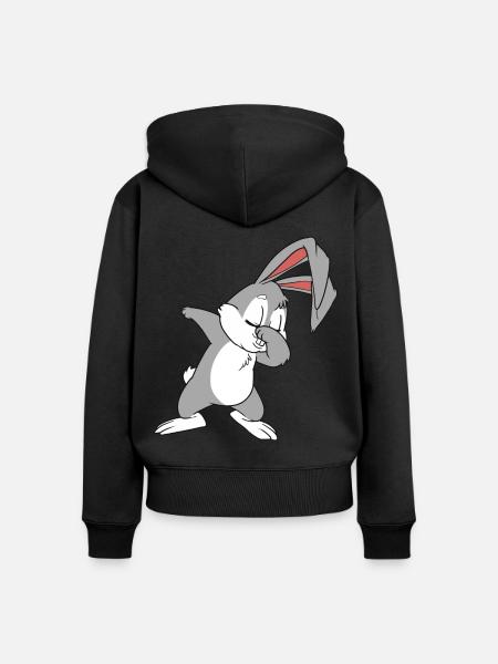 Häschen - Frauen Premium Bio Zip Hoodie - Schwarz