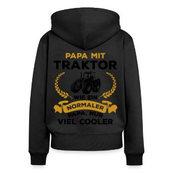 Papa Traktor Wie normaler Nur Cooler Landwirtschaf - Frauen Premium Bio Zip Hoodie - Schwarz - Hinten - Julia (174cm)