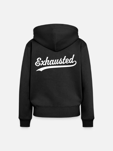 Erschöpft - Frauen Premium Bio Zip Hoodie - Schwarz