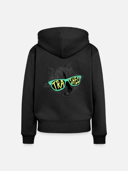 Verwüsteter Waschbär - Frauen Premium Bio Zip Hoodie - Schwarz