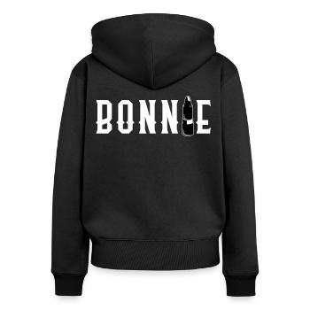Bonnie & Clyde Partnerlook - Frauen Premium Bio Zip Hoodie - Schwarz - Hinten - Julia (174cm)