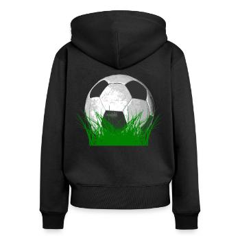 Soccer ball in the grass - Women's Premium Organic Zip Hoodie - black - Back - Julia (174cm)