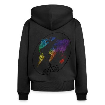 bike tour, bike lover - Sweat à capuche zippé Premium bio Femme - noir - Dos - Julia (174cm)