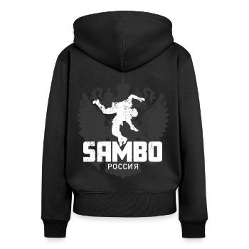 Sambo Russia - Sweat à capuche zippé Premium bio Femme - noir - Dos - Julia (174cm)