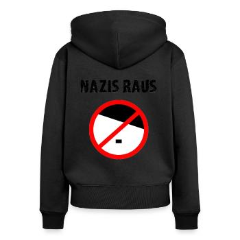 Anti Nazi Spruch - Frauen Premium Bio Zip Hoodie - Schwarz - Hinten - Julia (174cm)