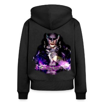 Keep smile - Women's Premium Organic Zip Hoodie - black - Back - Julia (174cm)