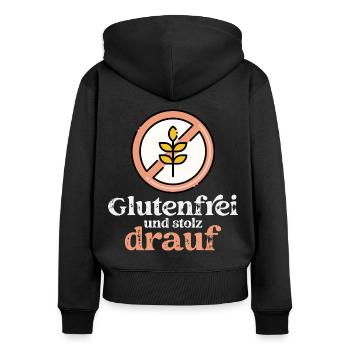 Glutenfrei und stolz drauf - Gluten frei Geschenk - Frauen Premium Bio Zip Hoodie - Schwarz - Hinten - Julia (174cm)