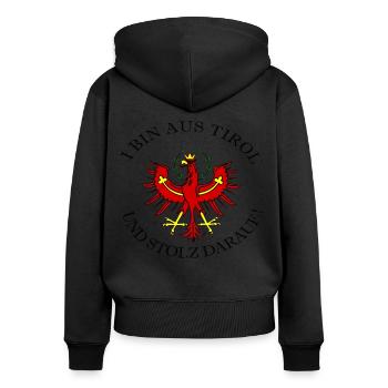 Tirol Tiroler Tirolerin Stolz Patriot, Geschenk - Frauen Premium Bio Zip Hoodie - Schwarz - Hinten - Julia (174cm)