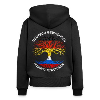 Deutsch Russisch Deutsch Russe stolz Geschenk - Frauen Premium Bio Zip Hoodie - Schwarz - Hinten - Julia (174cm)