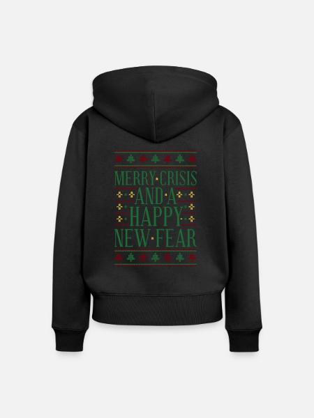 Kerst Ugly Christmas Sweater Corona Covid - Vrouwen Premium Bio ziphoodie - zwart
