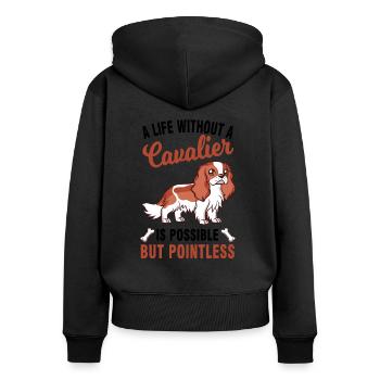 Cavalier King Charles Spaniel chien propriétaire de chien - Sweat à capuche zippé Premium bio Femme - noir - Dos - Julia (174cm)