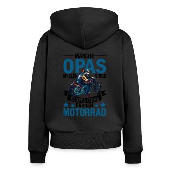 Motorrad Biker Chopper Großvater Opa - Frauen Premium Bio Zip Hoodie - Schwarz - Hinten - Julia (174cm)