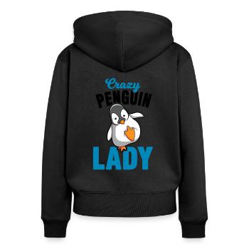 Penguin wife gift - Women's Premium Organic Zip Hoodie - black - Back - Julia (174cm)