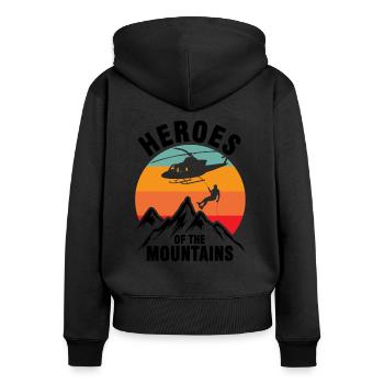Bergrettung Hubschrauber Pilot Rettung Berg - Frauen Premium Bio Zip Hoodie - Schwarz - Hinten - Julia (174cm)