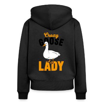 Gans Gänse Frau - Frauen Premium Bio Zip Hoodie - Schwarz - Hinten - Julia (174cm)