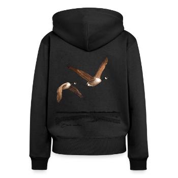 Kanadagänse - Frauen Premium Bio Zip Hoodie - Schwarz - Hinten - Julia (174cm)