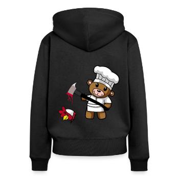 Teddybär Fantasy Horror Koch Fleisch Veganer Huhn - Frauen Premium Bio Zip Hoodie - Schwarz - Hinten - Julia (174cm)