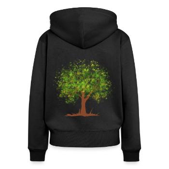 Arbre vert d'été - Sweat à capuche zippé Premium bio Femme - noir - Dos - Julia (174cm)