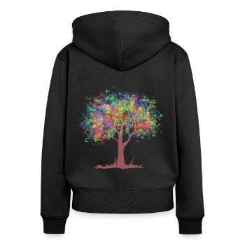 Arbre aux feuilles de couleurs arc-en-ciel - Sweat à capuche zippé Premium bio Femme - noir - Dos - Julia (174cm)