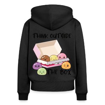 Mochi Kawaii außerhalb Box denken Geschenk - Frauen Premium Bio Zip Hoodie - Schwarz - Hinten - Julia (174cm)