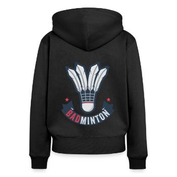 Badminton - Frauen Premium Bio Zip Hoodie - Schwarz - Hinten - Julia (174cm)