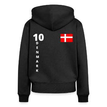 Dänemark Fußball Dänische Flagge Skandinavisch - Frauen Premium Bio Zip Hoodie - Schwarz - Hinten - Julia (174cm)