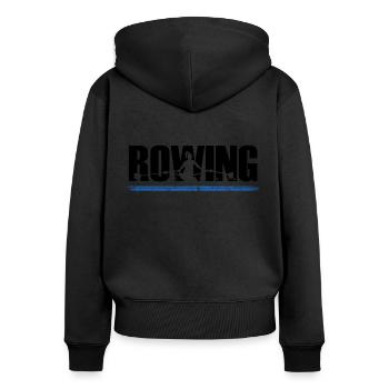 Rowing Rudern Ruderer Frauenpower Ruderin - Frauen Premium Bio Zip Hoodie - Schwarz - Hinten - Julia (174cm)
