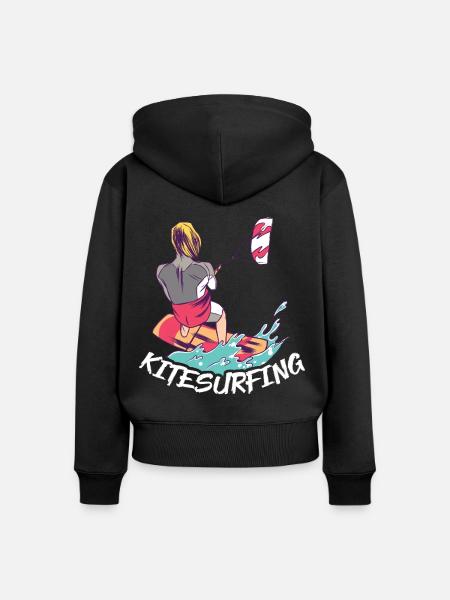 Kitesurfen Kiteboarding Kite Kiten - Frauen Premium Bio Zip Hoodie - Schwarz