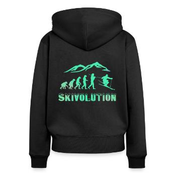 Ski Evolution Skifahrer Schnee Winter - Frauen Premium Bio Zip Hoodie - Schwarz - Hinten - Julia (174cm)