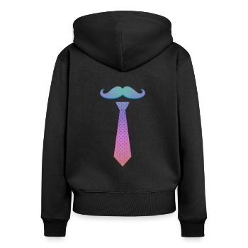 Tie Beard Moustache Hipster Suit - Women's Premium Organic Zip Hoodie - black - Back - Julia (174cm)