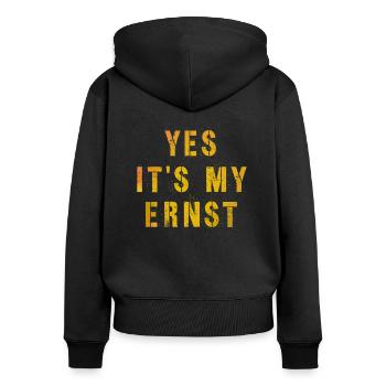 Yes My Ernst Lustiger Denglisch Spruch deutsch - Frauen Premium Bio Zip Hoodie - Schwarz - Hinten - Julia (174cm)
