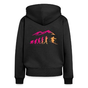 Ski Evolution Skifahrer Schnee Winter - Frauen Premium Bio Zip Hoodie - Schwarz - Hinten - Julia (174cm)