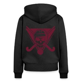 Schädel Feldhockey Geschenk Feldhockey Spieler Ges - Frauen Premium Bio Zip Hoodie - Schwarz - Hinten - Julia (174cm)